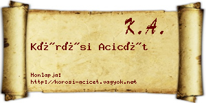Kőrösi Acicét névjegykártya